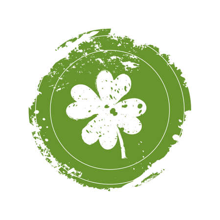 Icon of clover in grunge style on a white backgroundのイラスト素材