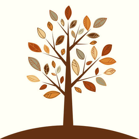 Illustration of a tree with abstract leaves on a light backgroundのイラスト素材