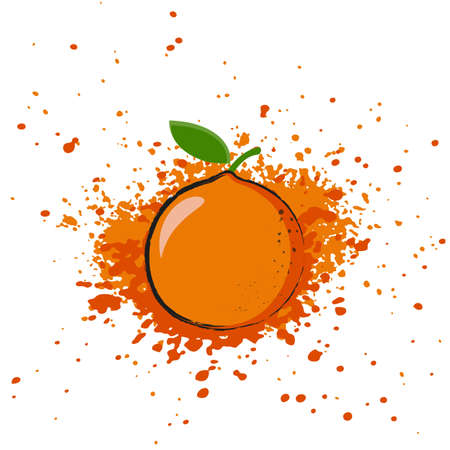 Image with splashes of orange juice on a white backgroundのイラスト素材