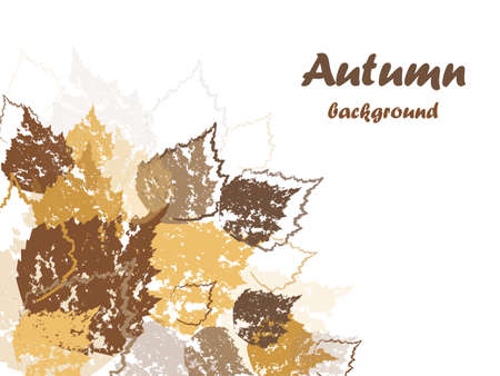 Autumn background with leaves in grunge styleのイラスト素材