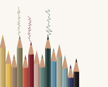 Background with colored pencils on a light background. Vector illustrationのイラスト素材