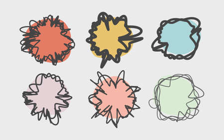 Set of nine vector doodles circles. Elements for designのイラスト素材