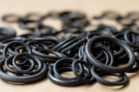 Rubber sealing o-rings for sealing various parts of technology, machinery and mechanisms.の写真素材