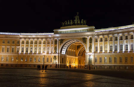 St. Petersburg, Russia - September, 10, 2016: Night view of the Palace Square in St. Petersburg.のeditorial素材