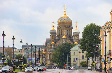 St. Petersburg, Russia - September, 10, 2016: Assumption Compound of the Vvedensky Stavropegial Monastery Optina Pustyn on Vasilievsky Island in St. Petersburgのeditorial素材