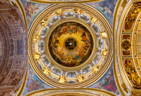 A dove on the ceiling of St. Isaac's Cathedral in St. Petersburg, painted with saints and scenes from the Bible.のeditorial素材