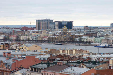 St. Petersburg, Russia - May, 06, 2018: Panorama of the central part of St. Petersburg from the colonnade on the roof of St. Isaac's Cathedral.のeditorial素材