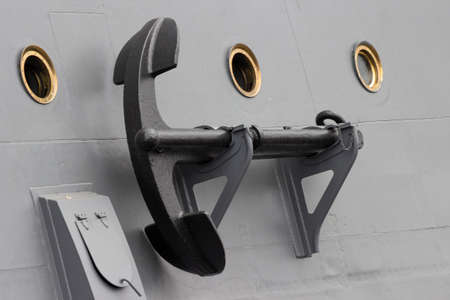 St. Petersburg, Russia - October, 29, 2020: Anchor on a chain aboard the cruiser Aurora.