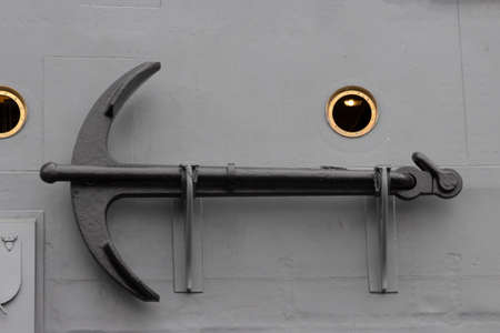 St. Petersburg, Russia - October, 29, 2020: Anchor on a chain aboard the cruiser Aurora.