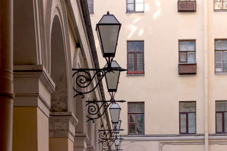 Cast-iron street lights in St. Petersburg.の写真素材