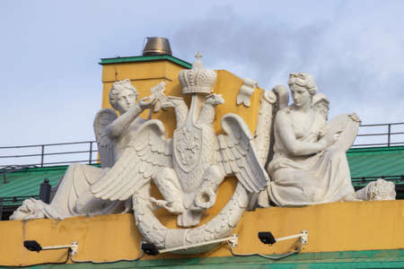 St. Petersburg, Russia - March 06, 2021: Decorative elements of architecture that adorn historical buildings in St. Petersburg.のeditorial素材