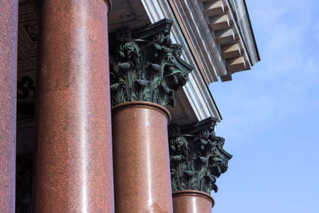 St. Petersburg, Russia - March 06, 2021: Decorative elements of architecture that adorn historical buildings in St. Petersburg.のeditorial素材