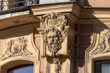 St. Petersburg, Russia - March 06, 2021: Decorative elements of architecture that adorn historical buildings in St. Petersburg.のeditorial素材