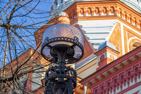 Picturesque street lights in St. Petersburg. Elements of street decor in the architecture of the city.の写真素材