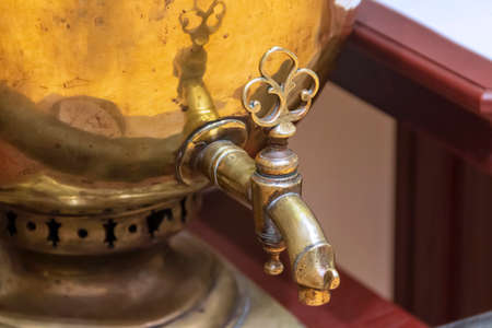 Tula, Russia - April, 30, 2021: Exhibits of the Tula Museum of samovars - Russian traditional teapots for boiling water and making tea.のeditorial素材