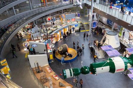 Kaluga, Russia - May, 02, 2021: Interior and exhibits of the Tsiolkovsky Museum of the History of Cosmonautics in Kaluga.のeditorial素材