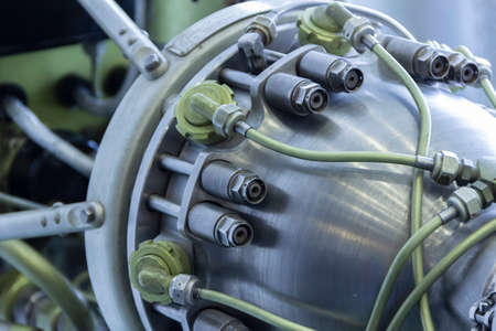 Kaluga, Russia - May, 02, 2021: Tubes, valves, and spacecraft engine control systems in the Tsiolkovsky Museum of the History of Cosmonautics.のeditorial素材