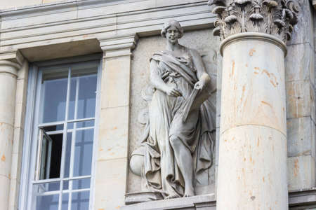 St. Petersburg, Russia - June, 24, 2021: Sculptures on the facades of buildings in St. Petersburg.