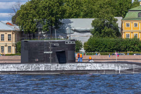 St. Petersburg, Russia - July, 24,2021: Project 677 submarine Lada (Kronstadt) at the Navy Day parade in St. Petersburg.のeditorial素材