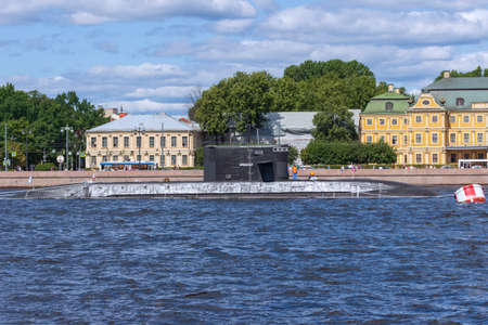 St. Petersburg, Russia - July, 24,2021: Project 677 submarine Lada (Kronstadt) at the Navy Day parade in St. Petersburg.のeditorial素材