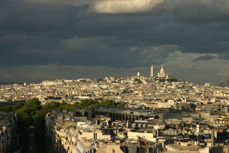 Sacre-Coeur basilica in Montmartre from the top of the Triumphal Arch