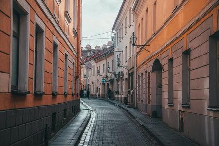 Street Views of Vilnius, Lithuania in Fallの写真素材