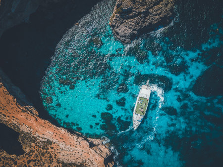 Views from the Lagoon on the island of Comino in Maltaの写真素材
