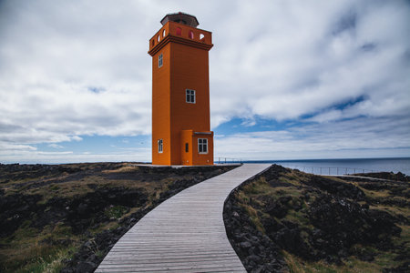 SvÃ¶rtuloft Lighthouse in the Snaefellsness Peninsula in Icelandの写真素材