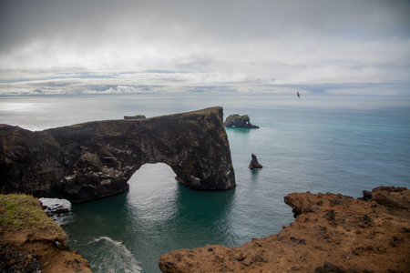 Gatklettur in the Snaefellsness Peninsula in Icelandの写真素材