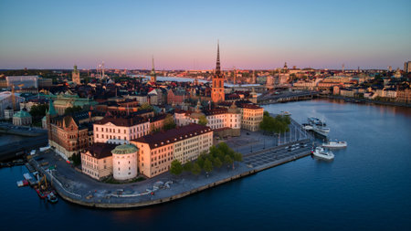 Gamla Stan in Stockholm, Sweden by Droneの写真素材