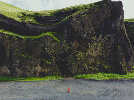 HjÃ¶rleifshÃ¶fÃ°i Cave on the South Coast of Icelandの写真素材