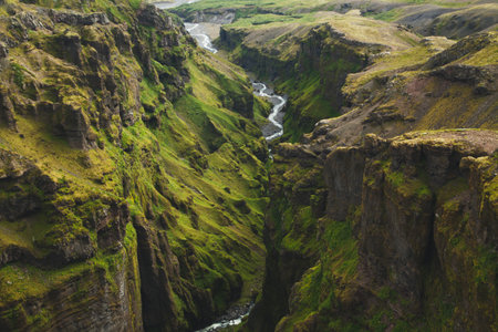 MÃºlagljÃºfur Canyon on the South Coast of Icelandの写真素材