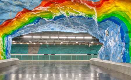 The Stadion Station of the Stockholm Tunnelbanaの写真素材