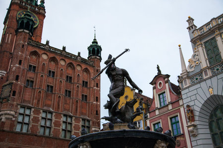 Neptune's Fountain in the Old Town of Gdansk
