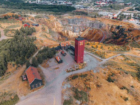 Aerial views of Falun mine in Falun, Swedenの写真素材