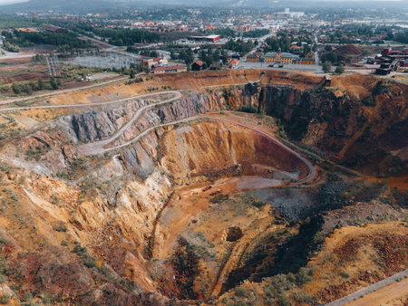 Aerial views of Falun mine in Falun, Swedenの写真素材
