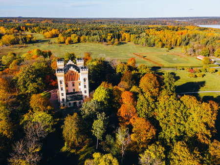Aerial Views of Bogesunds Castle in Vaxholm, Swedenの写真素材