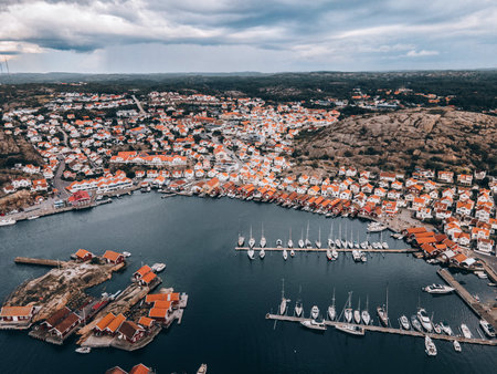 Aerial views of Hunnebostrand in Western Swedenの写真素材