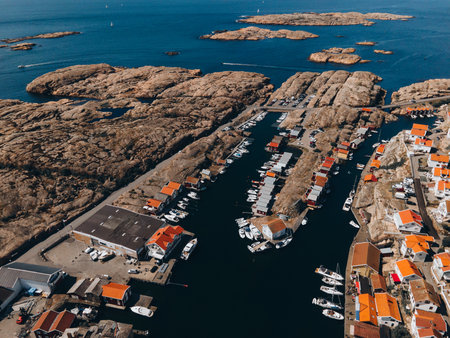 Aerial views of Smögen in Western Swedenの写真素材