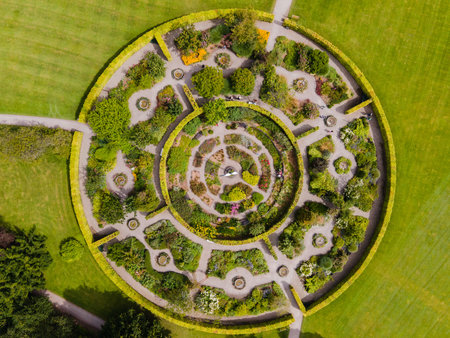 Aerial views of Egeskov Castle in Denmark
