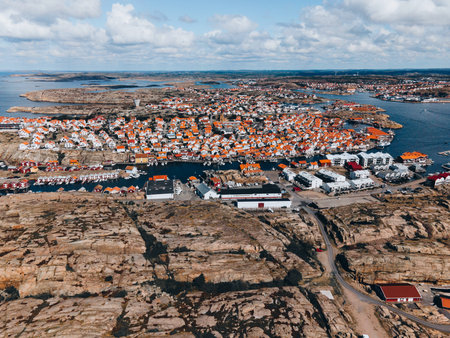 Aerial views of SmÃ¶gen in Western Swedenの写真素材