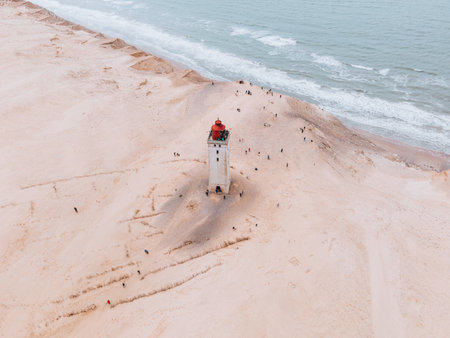 Aerial views of Rubjerg Knude in Denmarkの写真素材