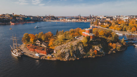 Aerial Views of Skeppsholmen in Stockholm, Swedenの写真素材