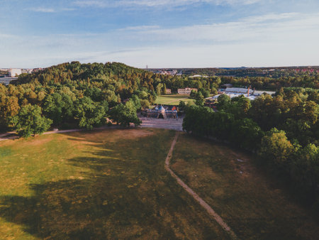 Aerial views of Skogkyrkogarden in Stockholm, Swedenの写真素材