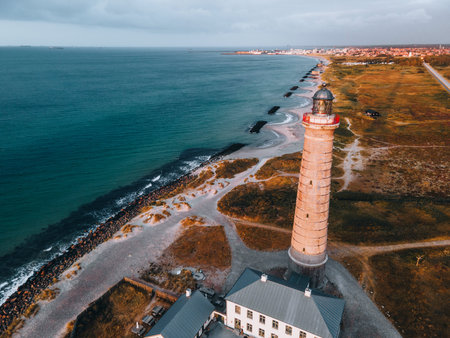Aerial views of Grenen in Skagen, Denmarkの写真素材