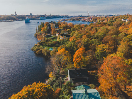 Aerial Views of Djurgarden in Stockholm, Swedenの写真素材