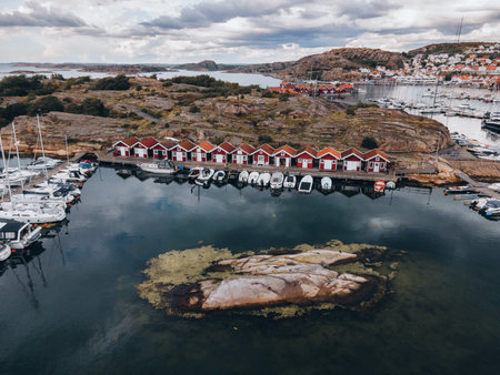 Aerial views of Hunnebostrand in Western Swedenの写真素材