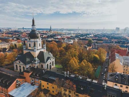 Aerial views of Katarina Kyrka in Stockholm, Swedenの写真素材