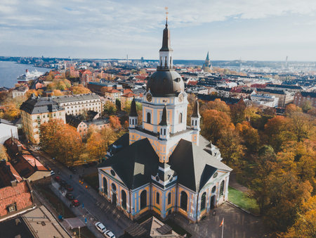 Aerial views of Katarina Kyrka in Stockholm, Swedenの写真素材