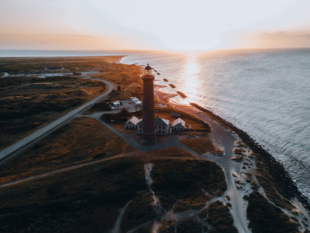 Aerial views of Grenen in Skagen, Denmark